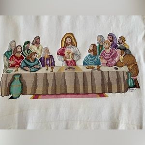 The Last Supper Colorful Vintage Cross Stitch Picture Unframed